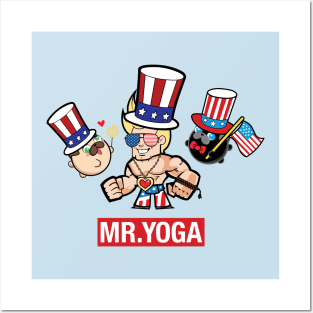 Mr. Yoga Fourth of July Posters and Art